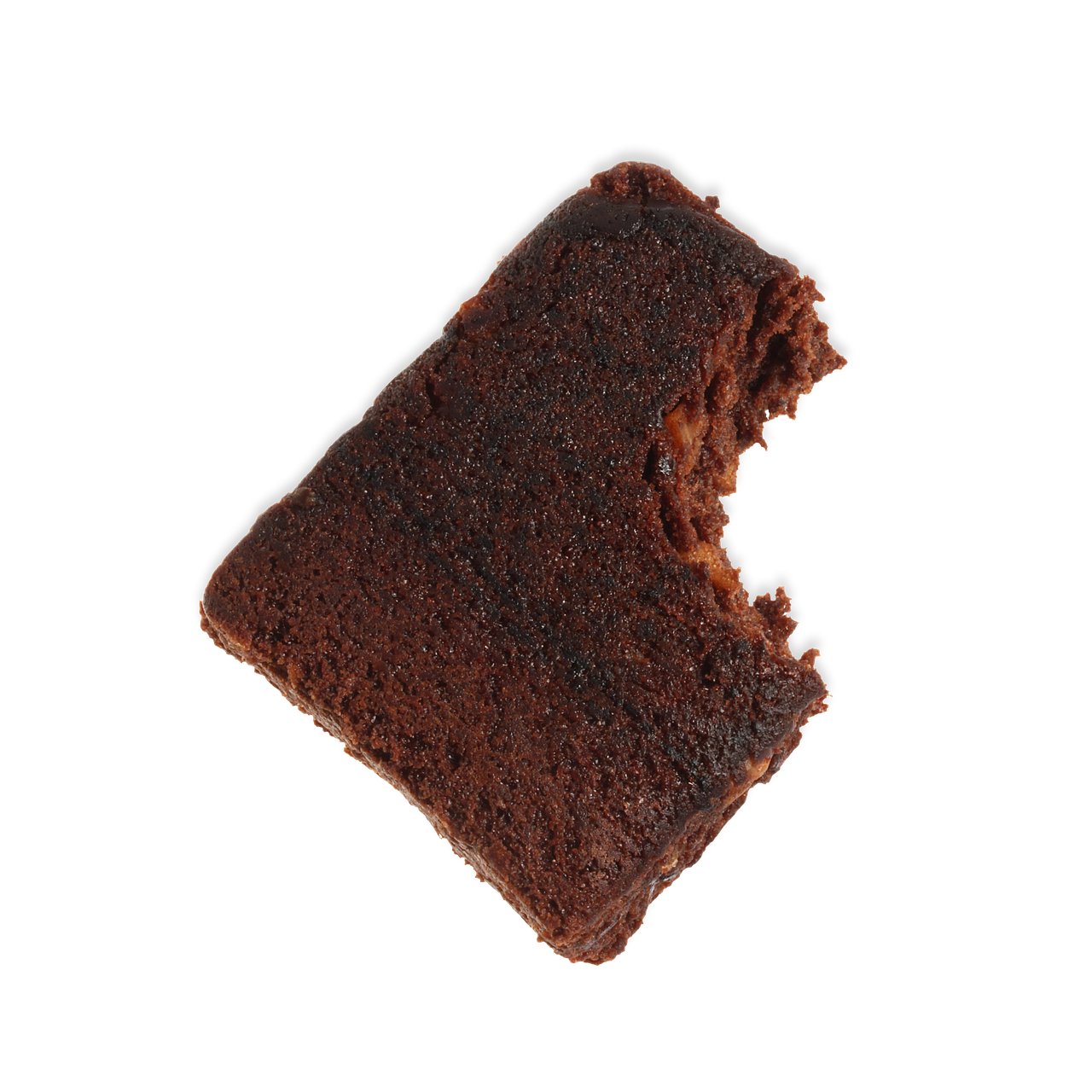transparent image of a brownie with a bite in it.